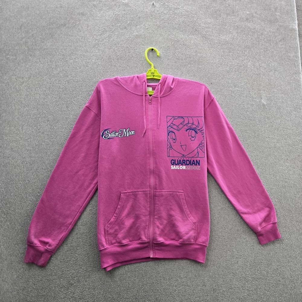 Sailor Moon Women Hoodie S Pink Graphic Anime Guardian Full Zip